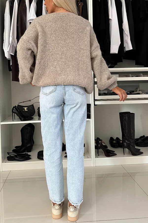 Explore Autumn Knit Open Front Long Balloon Sleeve Loose Cardigan-consonak