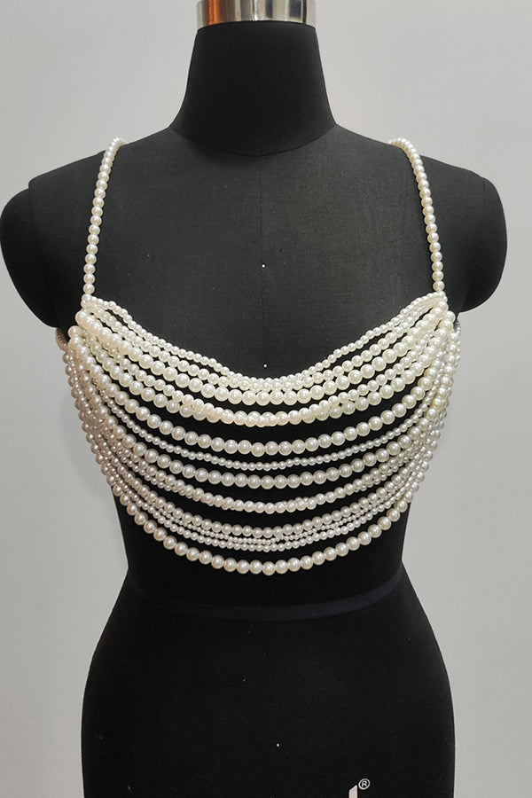 Multi-layer Faux Pearl Bra-Consonak
