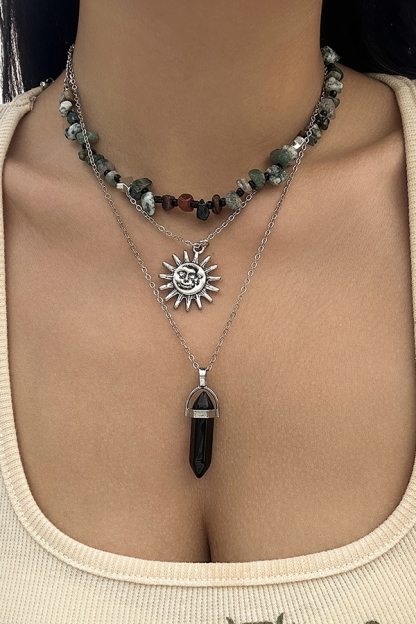 Ethnic Style Stacked Gravel Beaded Necklace-consonak
