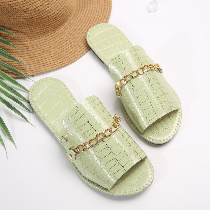 Casual Flat Beach Sandals with Chain Accessories-consonak
