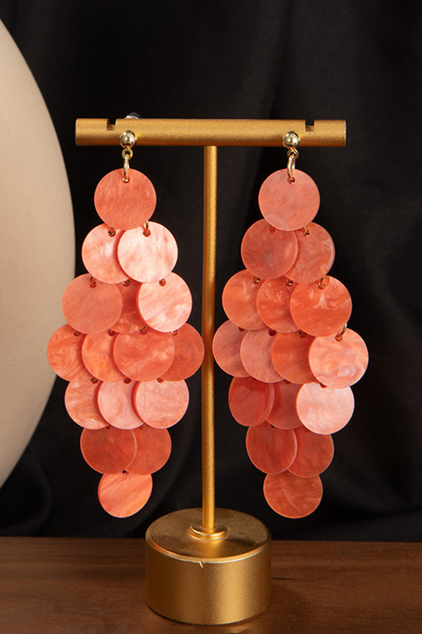 Resort Style Colorful Round Shell Tassel Earrings-consonak