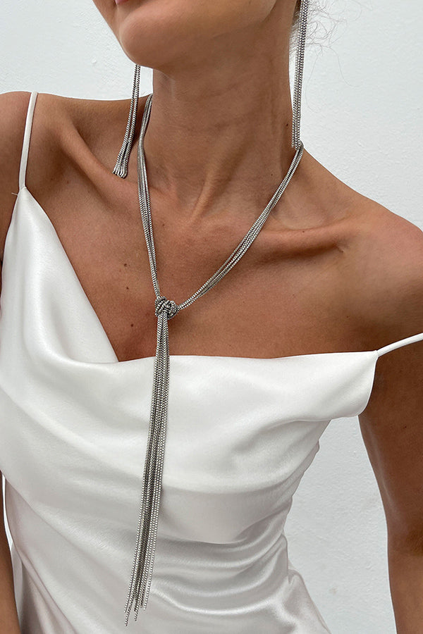 Simple Y-shaped Metal Tassel Chain Necklace | Consonak