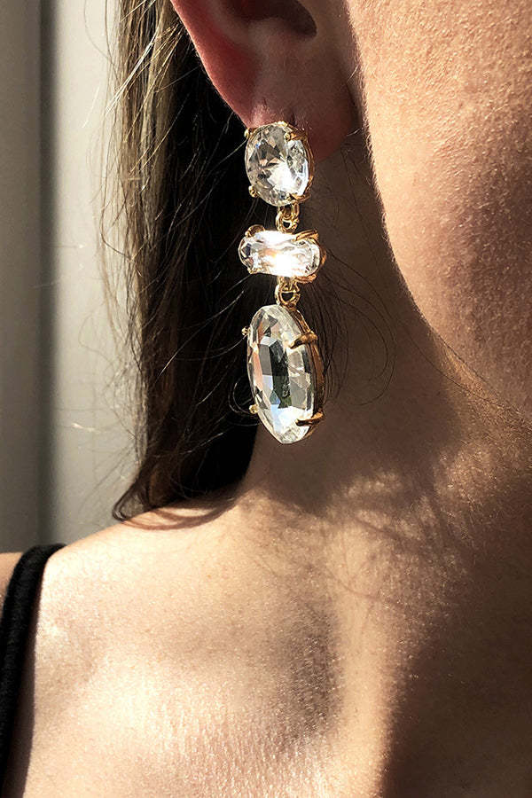 Temperament Contrasting Color Faceted Diamond Earrings-consonak