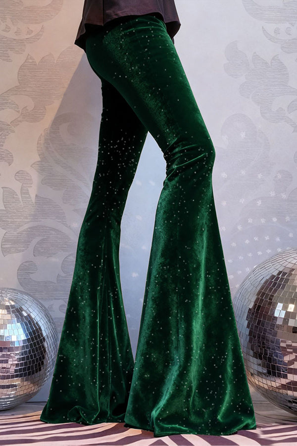 Stylish Velvet High-waisted Draped Casual Flared Pants-consonak