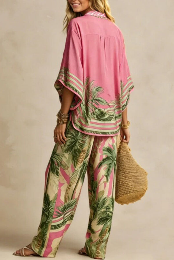 Paloma Resort Wear Palm Tree Printed Matching Set-Consonak