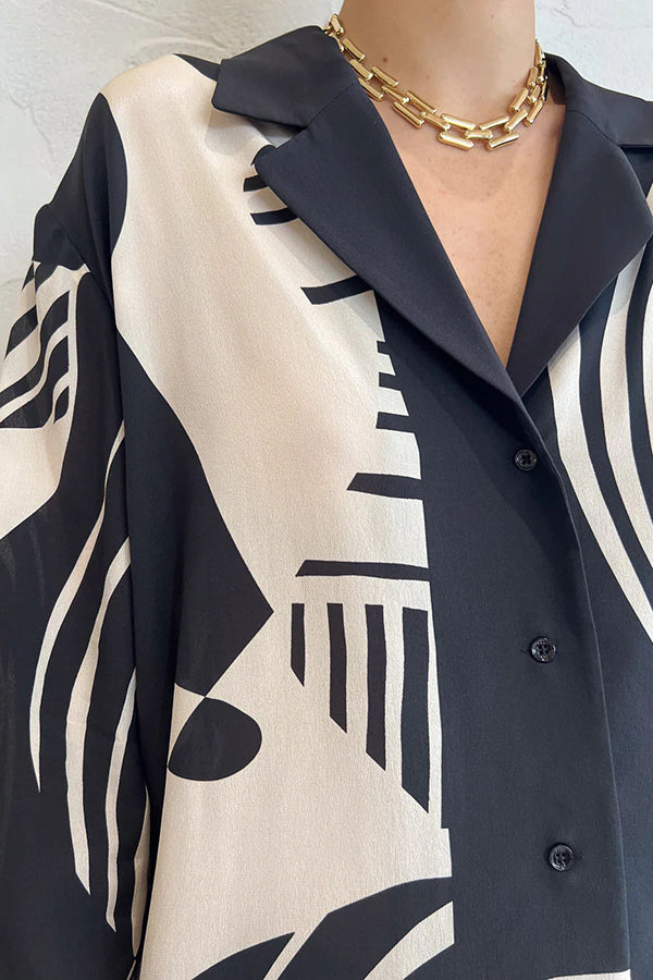 Weekend Escape Exclusive Print Contrast Trims Drape Blouse-consonak