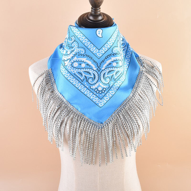 British Retro Diamond Tassel Square Scarf | Consonak