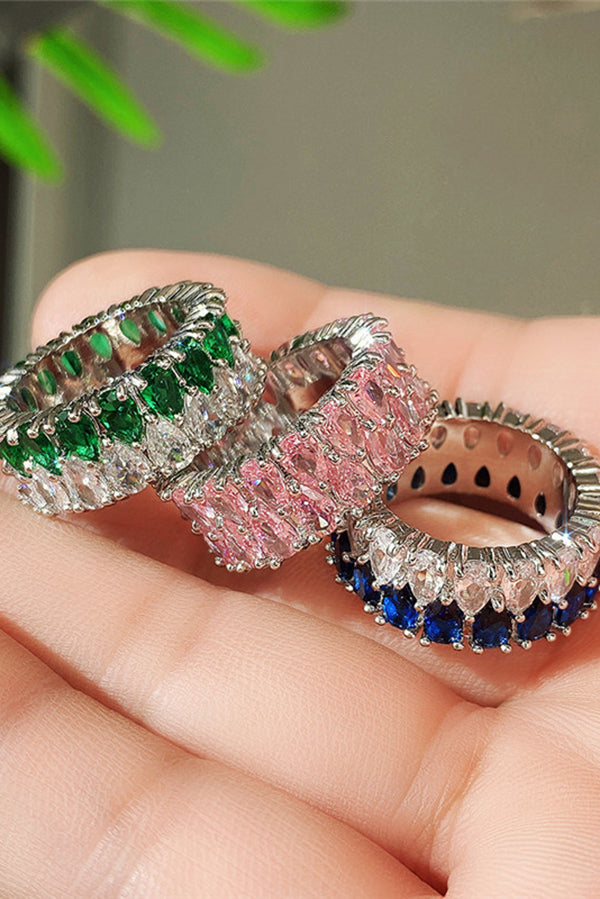 Light Luxury Double Row Drop Zircon Ring | Consonak