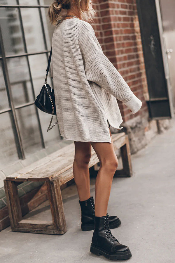Cup of Cozy Knit Oversized Slit Side Sweater-consonak