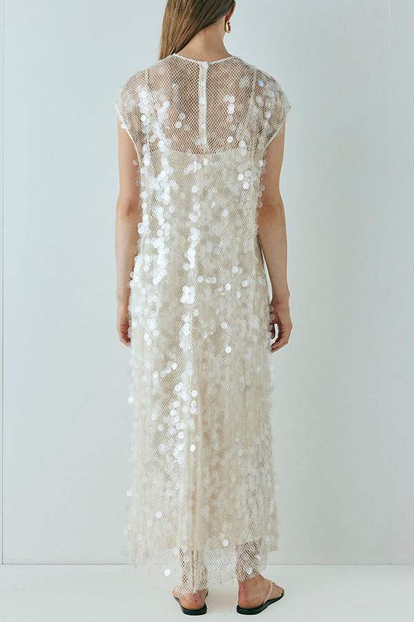 Like Gelato Sheer Large Sequin Short Sleeve Cover-up Maxi Dress-consonak