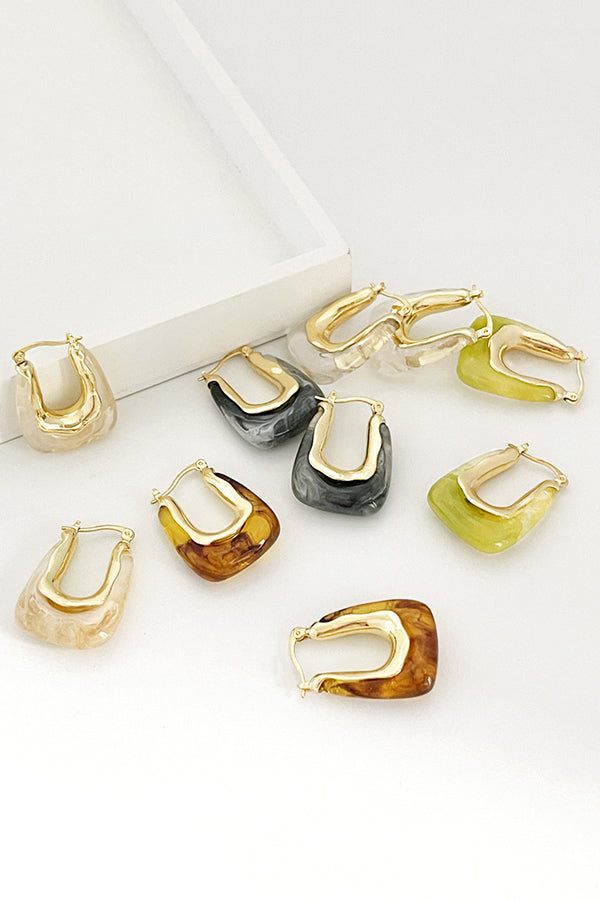 Fashionable Geometric U-shaped Colorful Jelly Earrings | Consonak