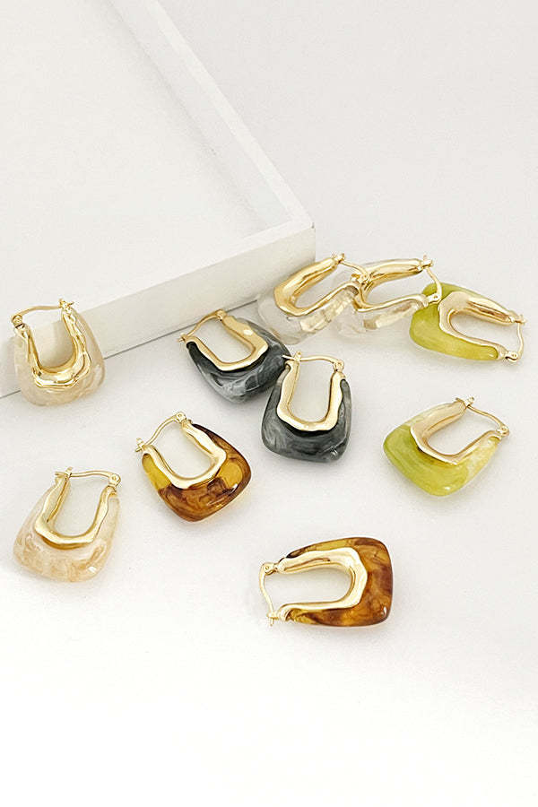 Fashionable Geometric U-shaped Colorful Jelly Earrings-consonak