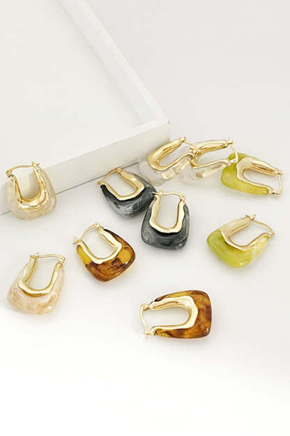 Fashionable Geometric U-shaped Colorful Jelly Earrings-consonak
