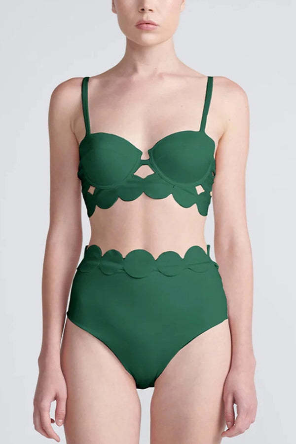 Sexy Sling Cutout High-waisted Stretch Bikini Swimsuit-consonak