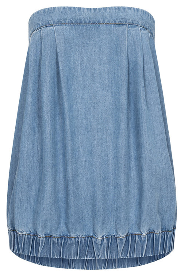 Winnie Denim Off Shoulder Stretch Bustier Bubble Tank Top