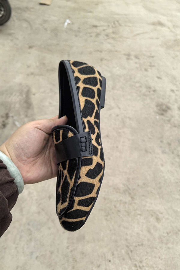 Leopard Print Low-cut Loafers-Consonak