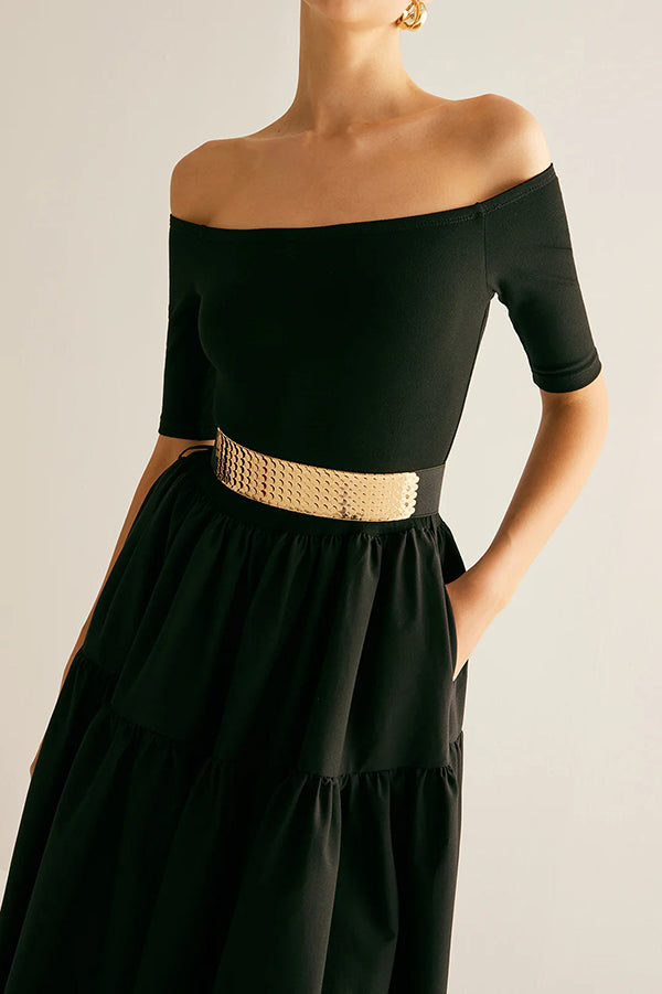 Fashionable Metal Fish Scale Elastic Belt-consonak