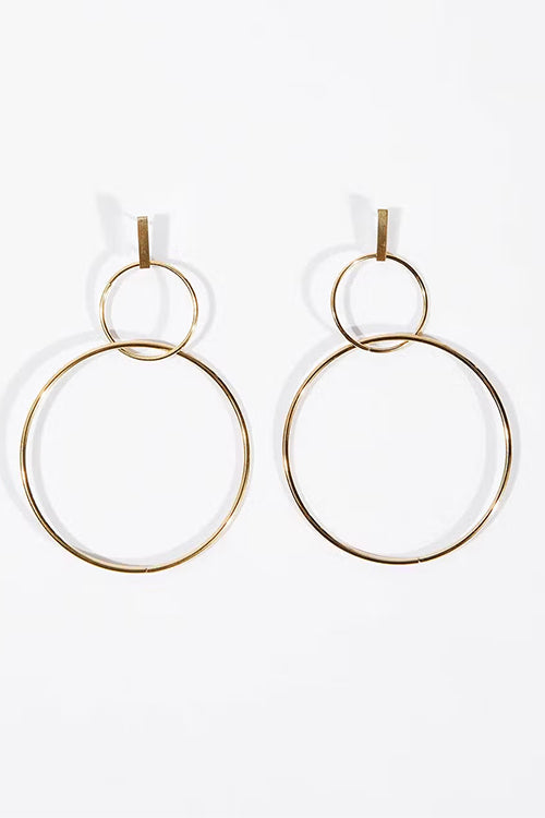 Double Hoop Drop Earrings-consonak