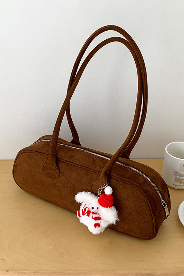 Vintage Suede Baguette Shoulder Bag-consonak