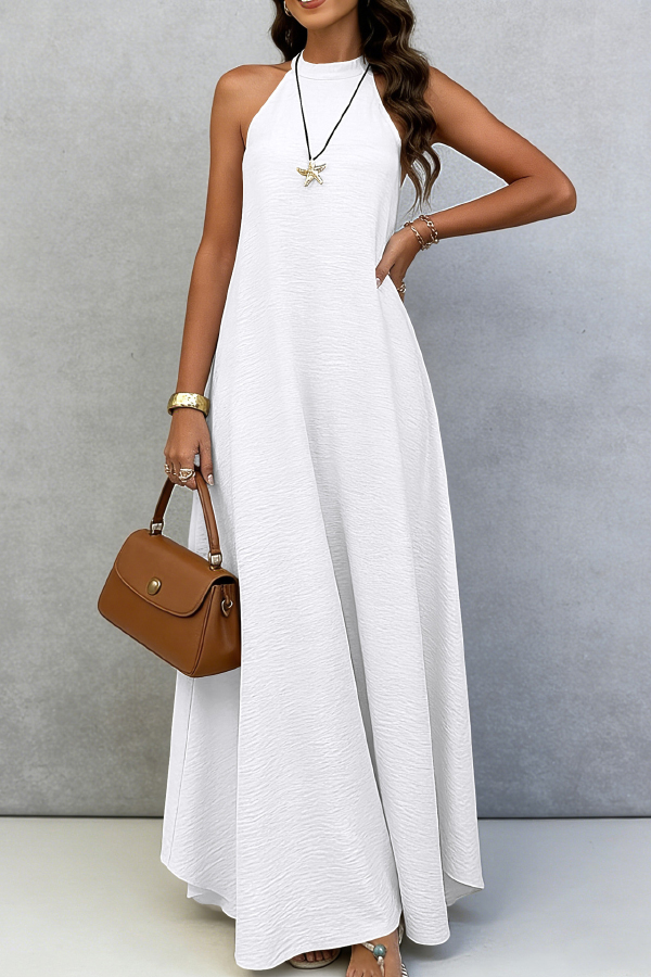 Solid Color Sleeveless Loose Casual Vacation Style Maxi Dress | Consonak