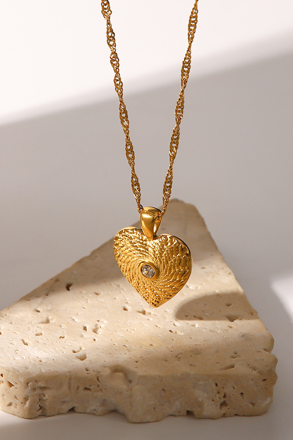 Vintage Stainless Steel Zircon Love Pendant-consonak