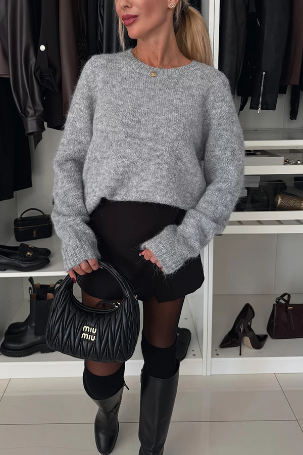 Unique Choice Knit Back Satin Bow Detail Relaxed Sweater-consonak