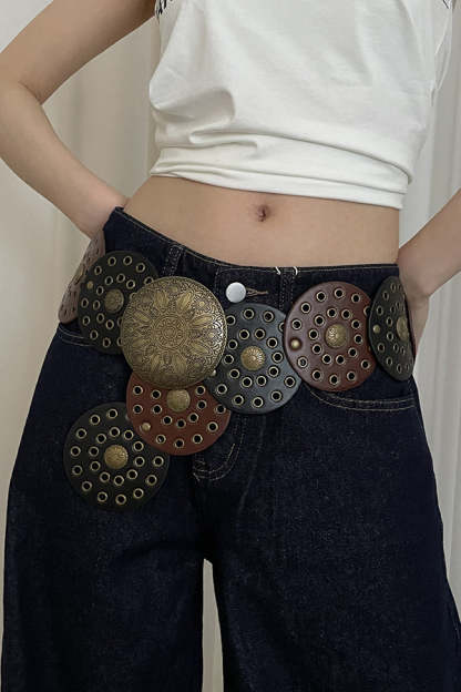 Ethnic Retro Round Hollow Belt-consonak