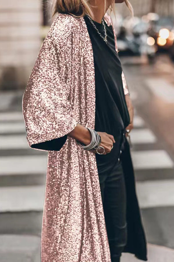 Disco Glamour Sequin Bell Sleeve Kimono | Consonak