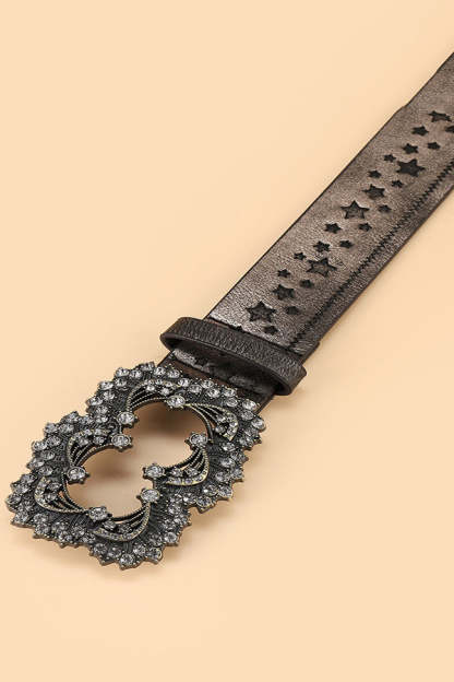 Vintage Five-pointed Star Embossed Engraved Rhinestone Belt-consonak