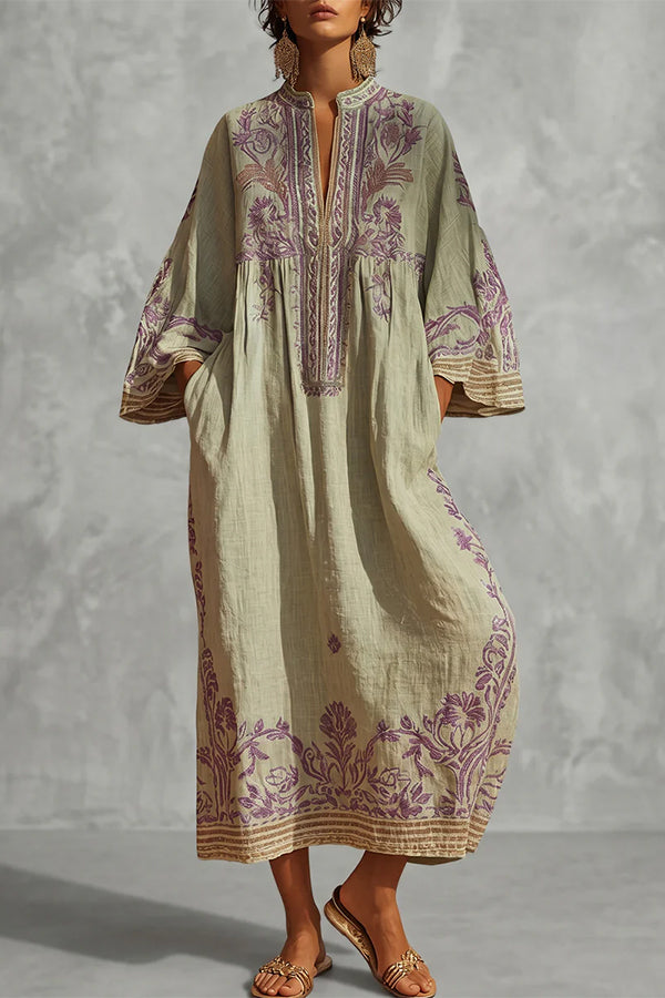 The Sage & Lavender Embroidered Kaftan-Consonak