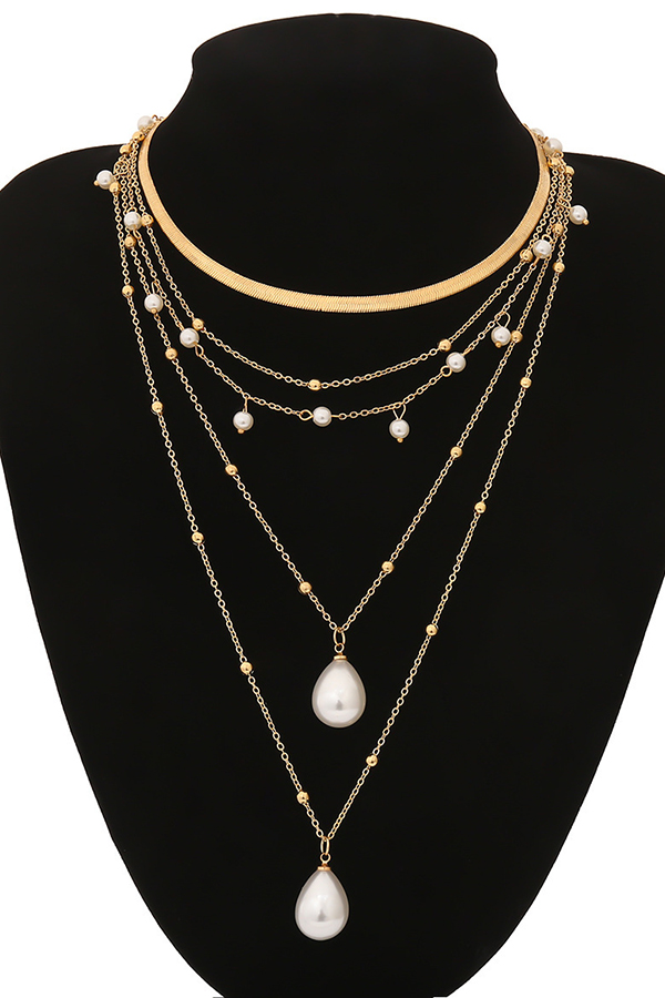 Vintage Chain Imitation Pearl Necklace | Consonak