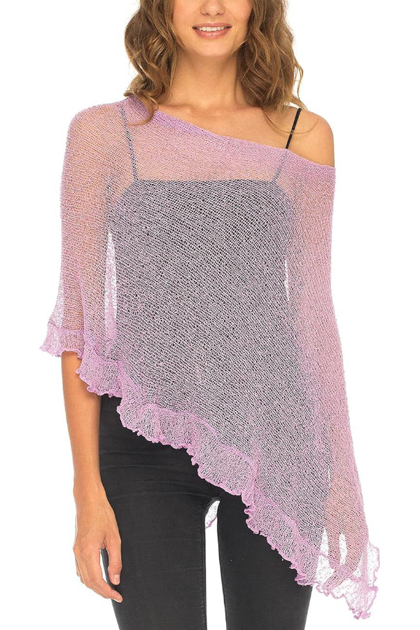 Solid Color Loose-fitting See-through Irregular Casual Cover-up-consonak