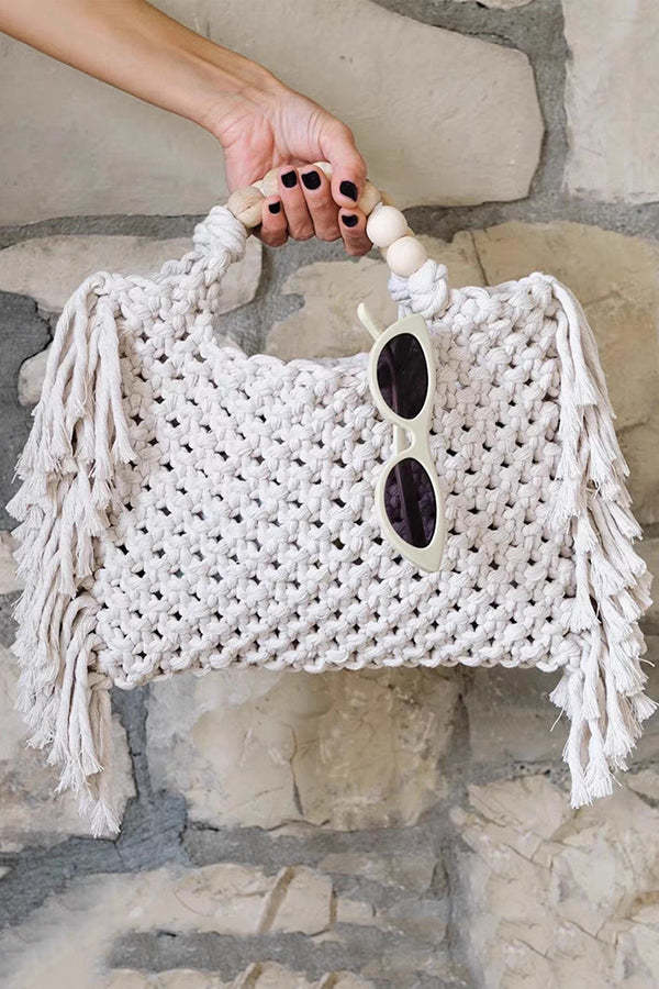 Fashion Woven Open Tassel Tote-consonak