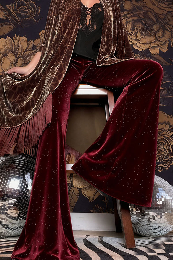 Stylish Velvet High-waisted Draped Casual Flared Pants-consonak