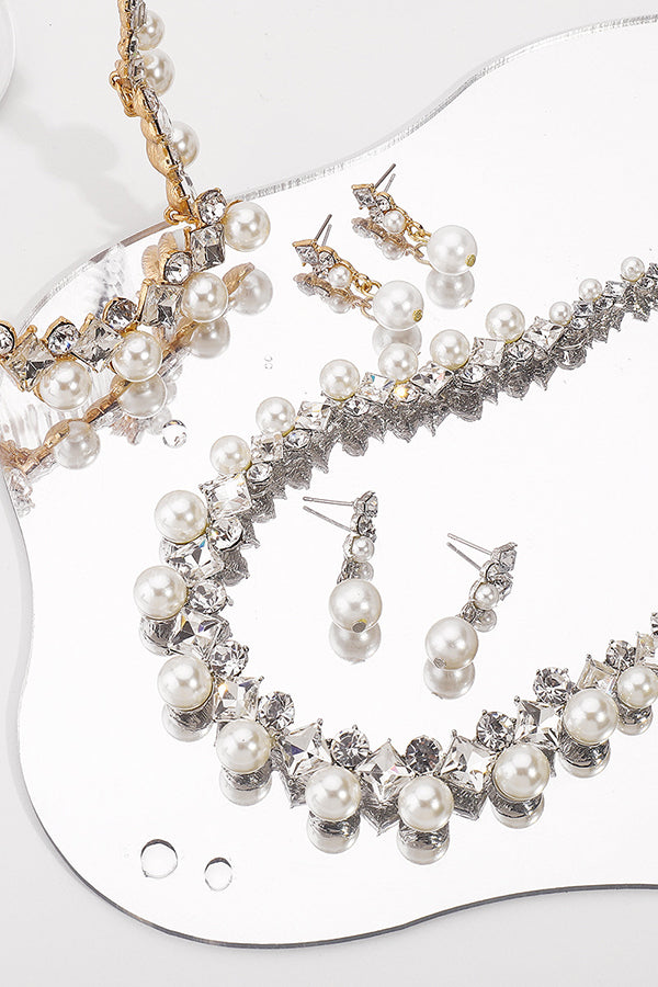 Elegant Baroque Pearl Necklace and Earring Set-consonak