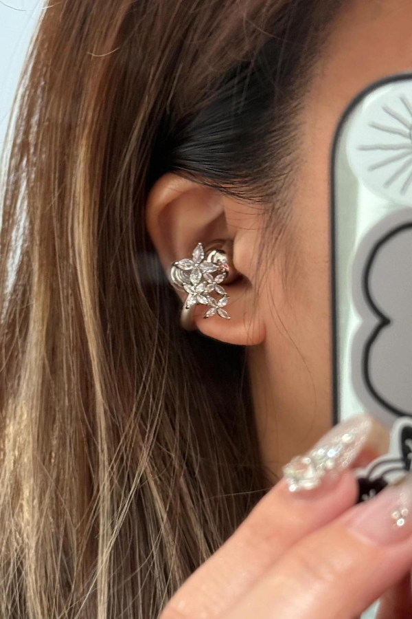 Exquisite Four-pointed Star-shaped Zircon Headphone Clip