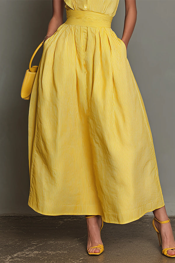 Vintage Riviera Striped Halter Dress-Consonak