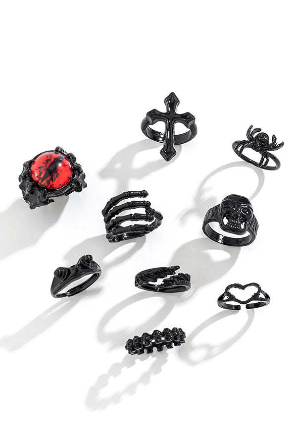 Dark Punk Retro Ring Set-consonak