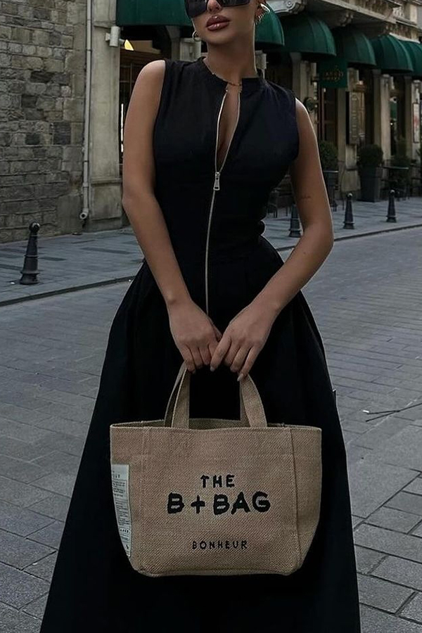 Stylish Sleeveless Zippered V-neck Slim Fit Maxi Dress-consonak