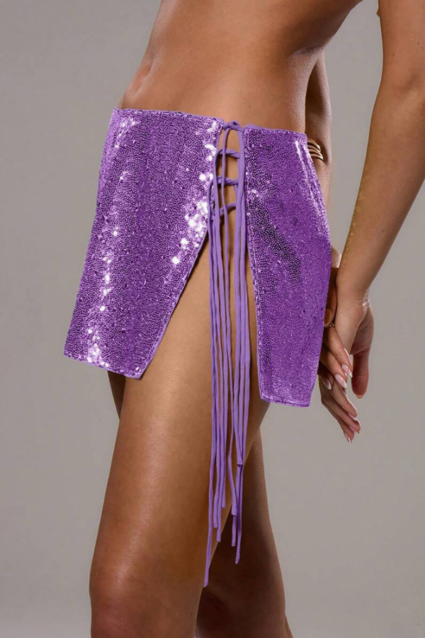 Stylish Sequined Sexy Tie Slim-fit Mini Skirt-consonak