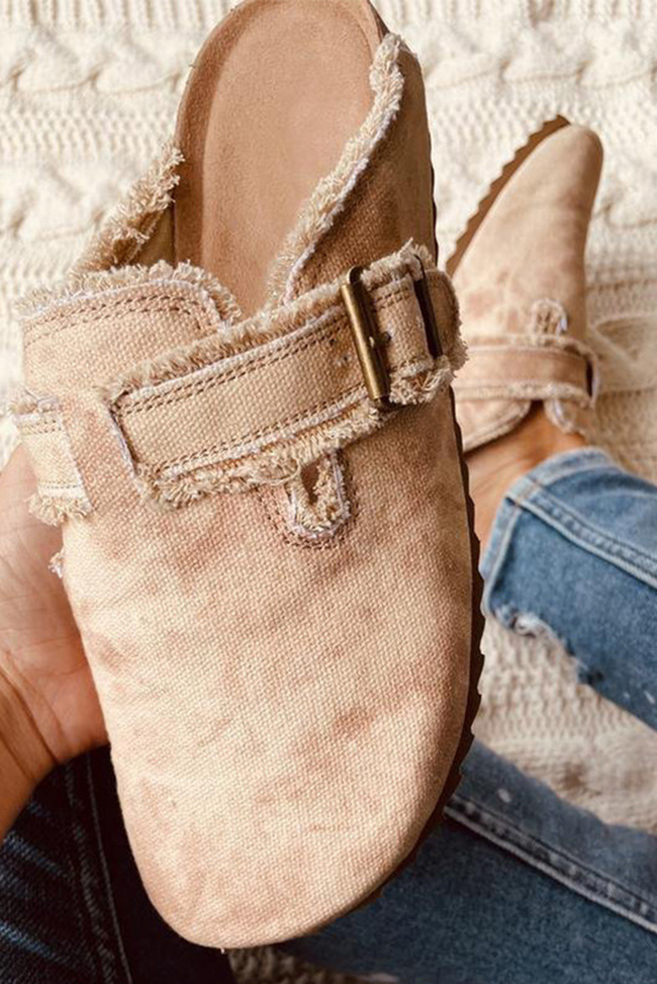 Fashionable Printed Raw Edge Flat Casual Shoes-consonak