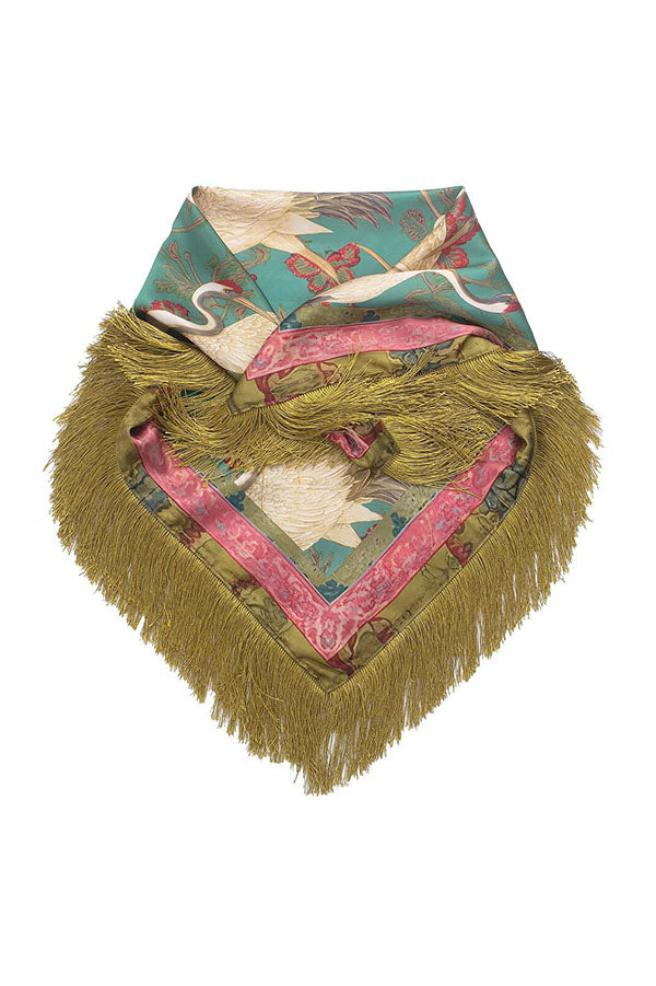 British Retro Diamond Tassel Square Scarf-Consonak