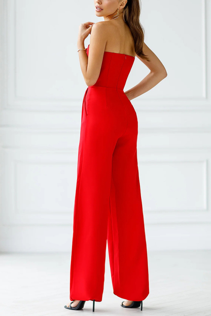 Tuxedo-style Off Shoulder Pocket Wide Leg Formal Jumpsuit-consonak
