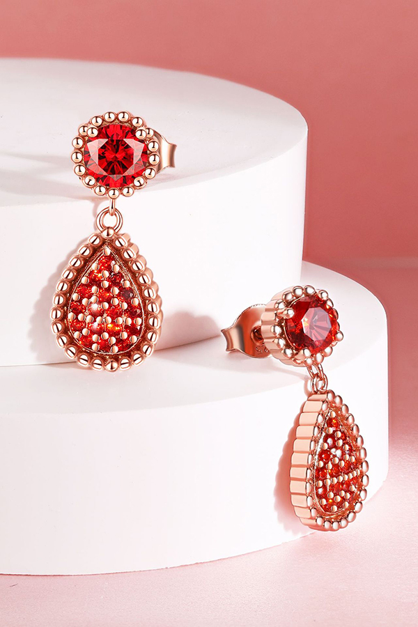 Sterling Silver Drop Tassel Rose Gold Stud Earrings-consonak