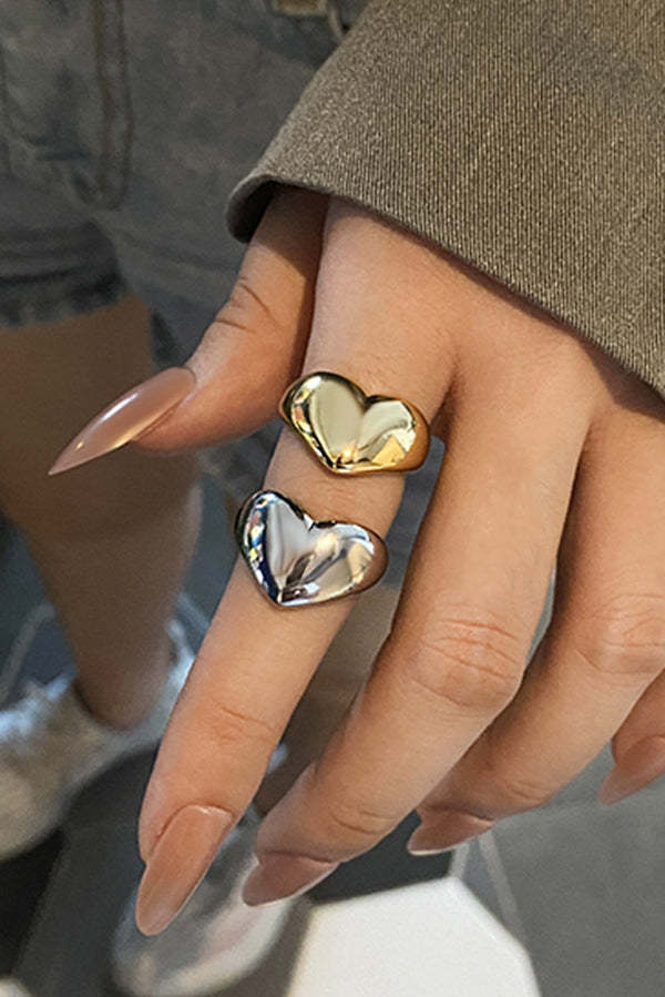 Simple Heart-shaped Metal Texture Ring-consonak