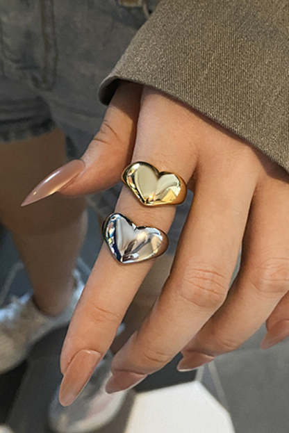 Simple Heart-shaped Metal Texture Ring-consonak