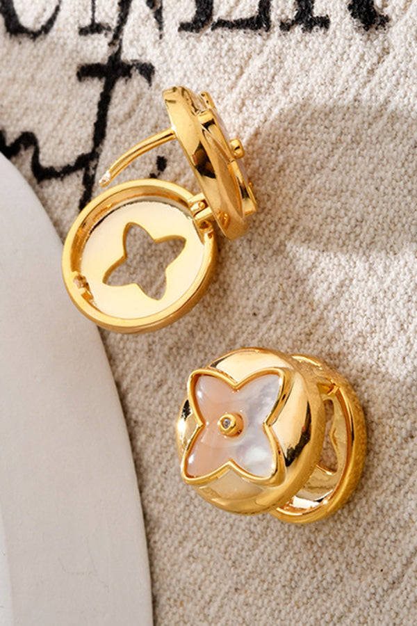 Fashionable Shell Light Luxury Metal Button Earrings-consonak