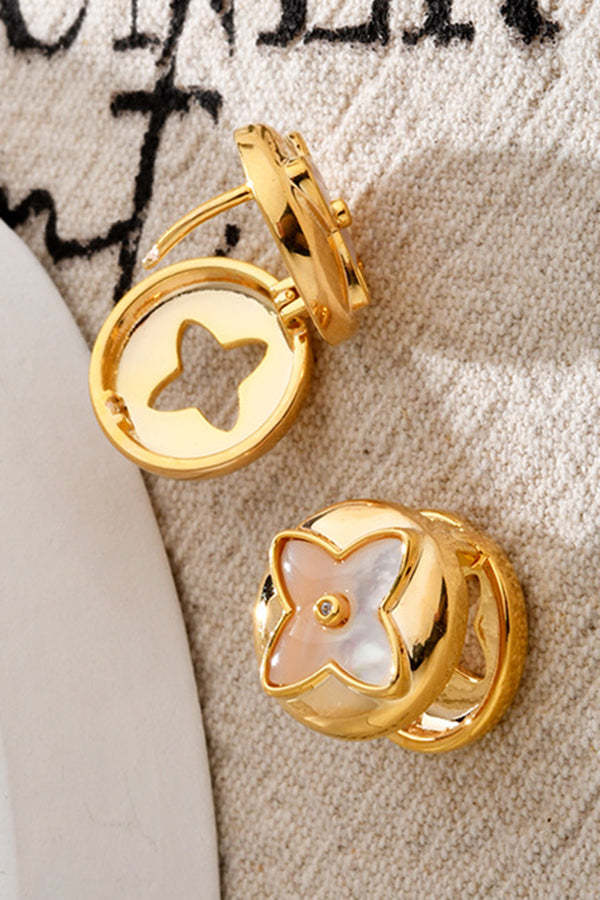 Fashionable Shell Light Luxury Metal Button Earrings-consonak
