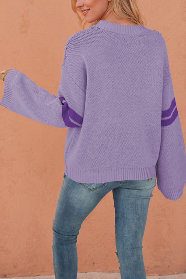 Fashionable Heart-shaped Jacquard Long-sleeved Loose Knit Sweater-consonak