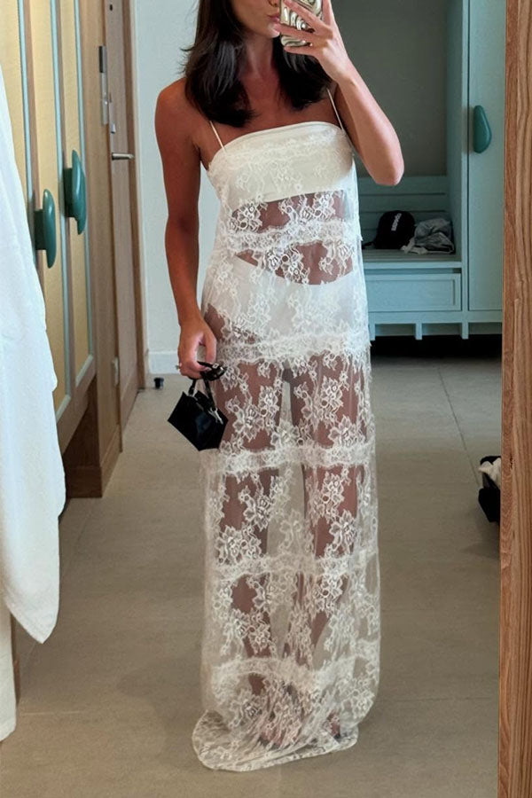 Seraphina  Lace Sheer Slip Maxi Dress-Consonak